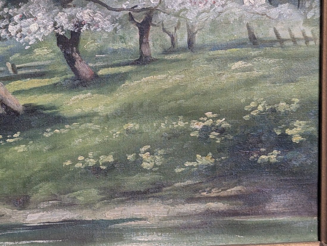 Antique Unsigned Landscape Oil Painting in Ornate Gilded Frame - 10