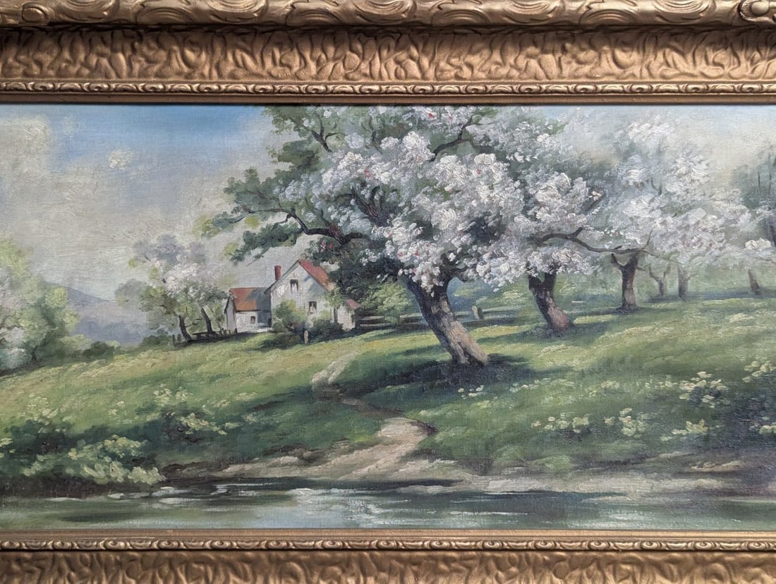 Antique Unsigned Landscape Oil Painting in Ornate Gilded Frame - 2