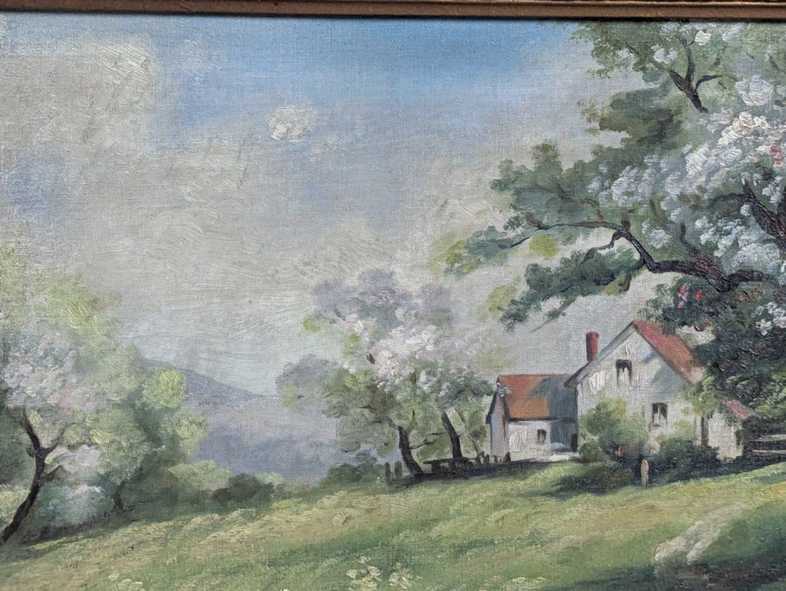 Antique Unsigned Landscape Oil Painting in Ornate Gilded Frame - 3
