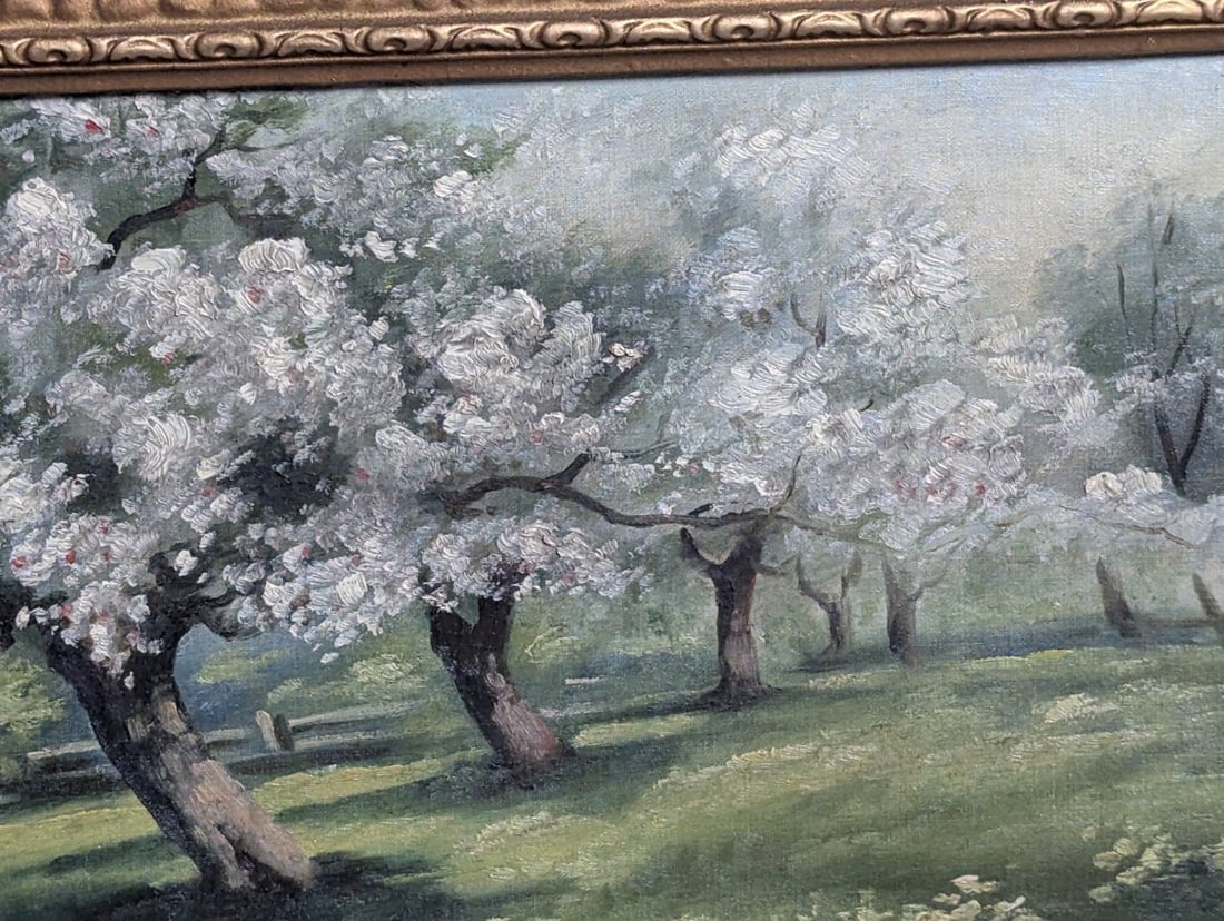 Antique Unsigned Landscape Oil Painting in Ornate Gilded Frame - 5