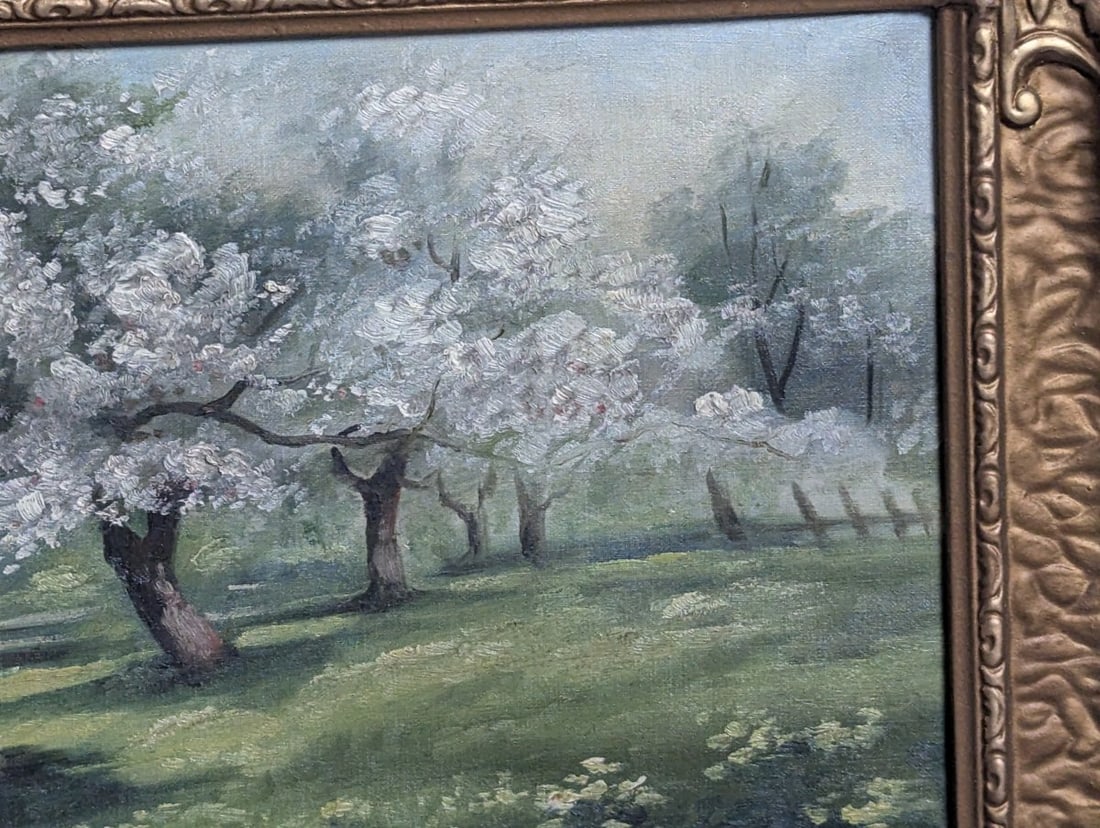 Antique Unsigned Landscape Oil Painting in Ornate Gilded Frame - 6