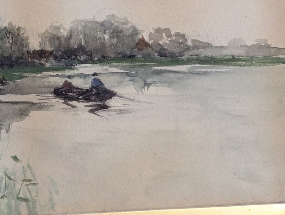Fredericus Jacobus van Rossum du Chattel Watercolor Dutch Landscape with Windmill - 10