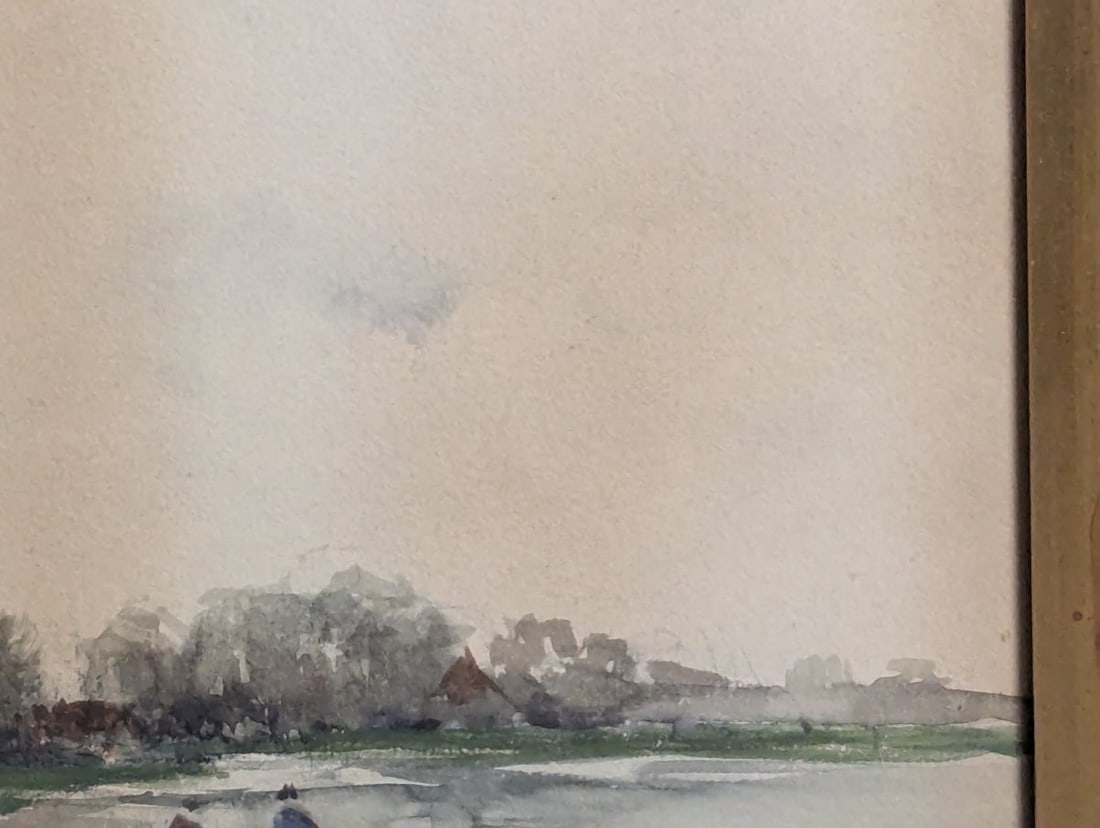 Fredericus Jacobus van Rossum du Chattel Watercolor Dutch Landscape with Windmill - 7