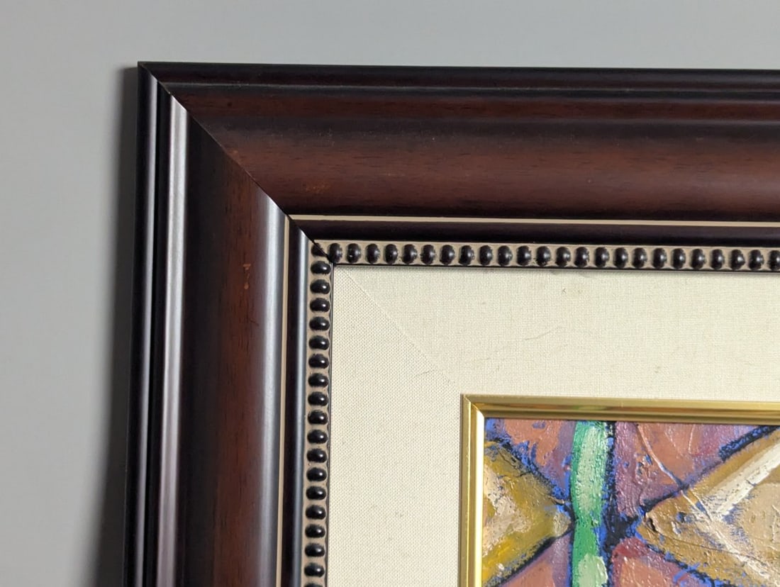 Unsigned Modernist Impasto Painting of Stylized Masks in Frame - 10