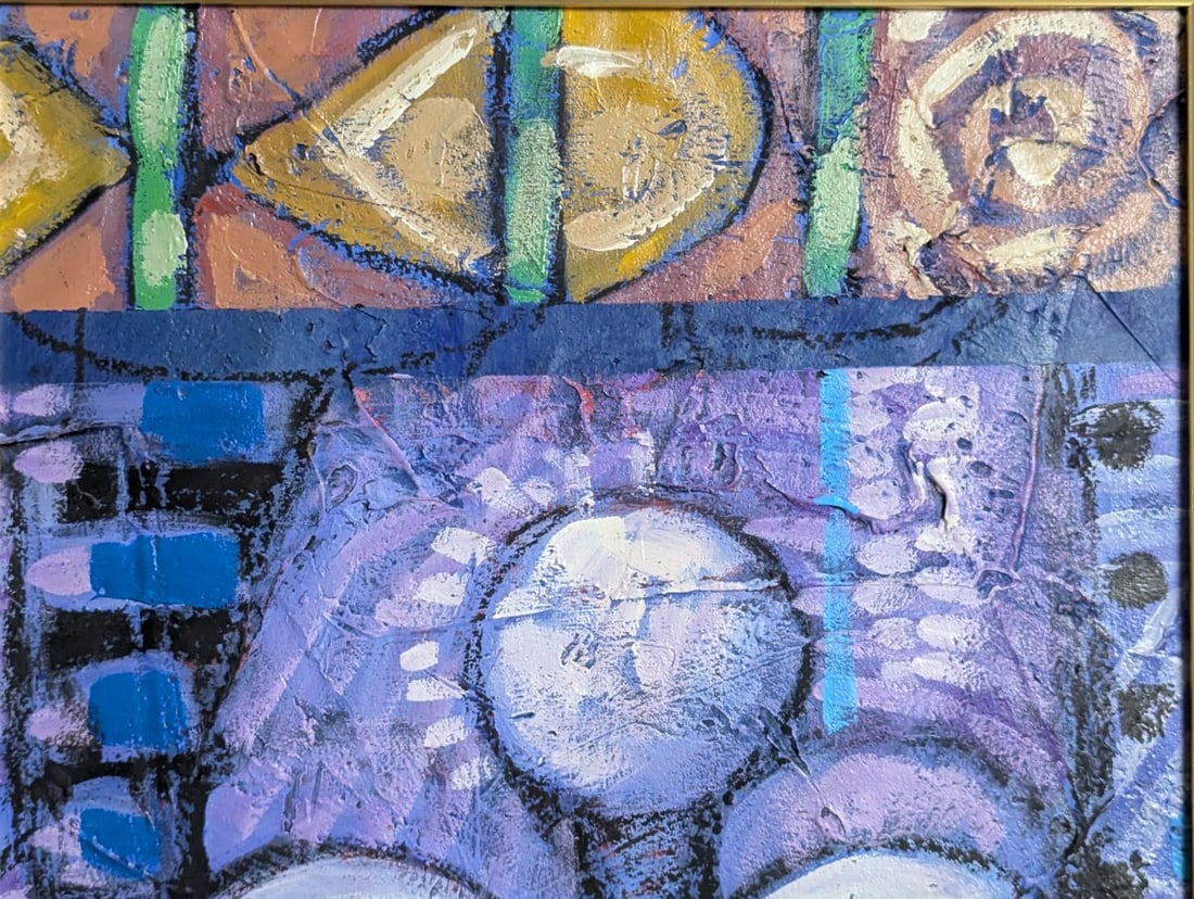 Unsigned Modernist Impasto Painting of Stylized Masks in Frame - 3