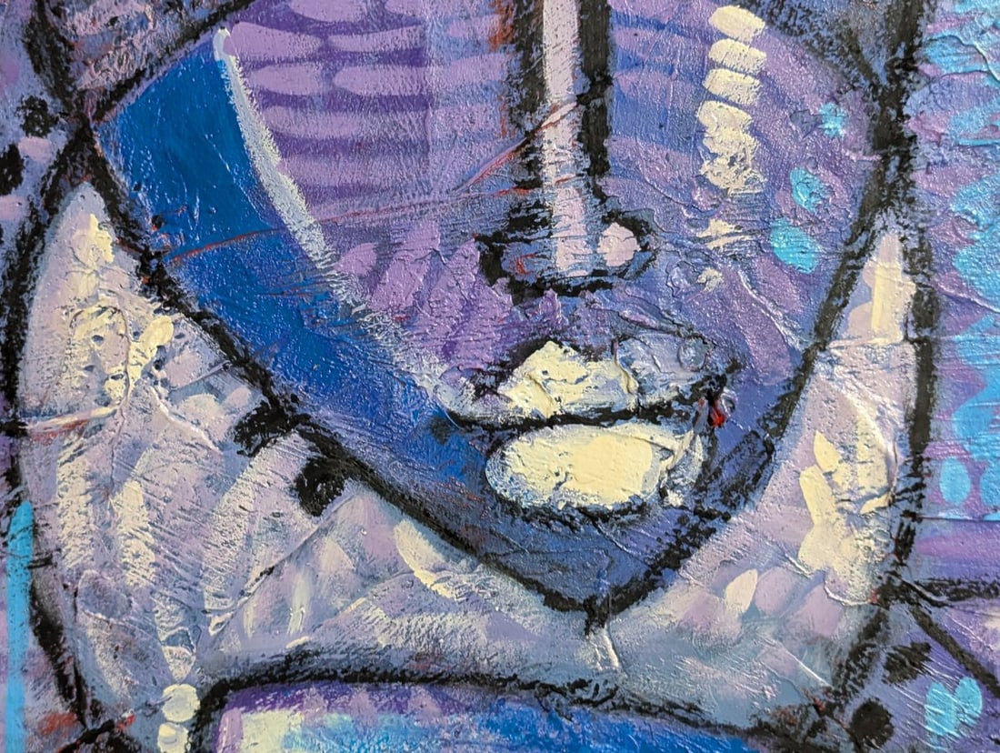 Unsigned Modernist Impasto Painting of Stylized Masks in Frame - 5