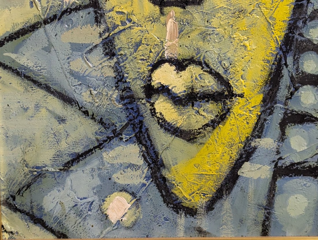 Unsigned Modernist Impasto Painting of Stylized Masks in Frame - 8