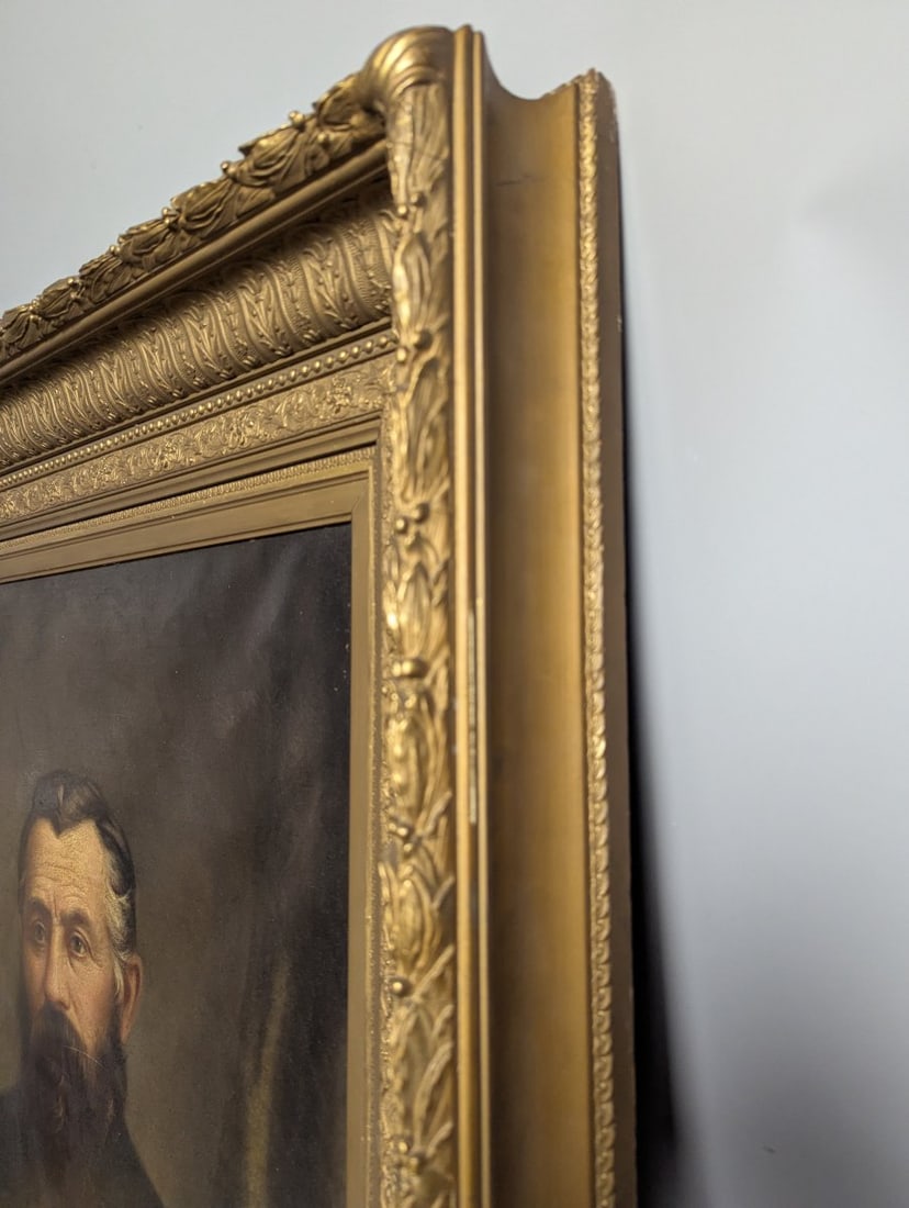 Antique 19th Century Framed Oil Portrait of a Gentleman with Gilded Frame - 16