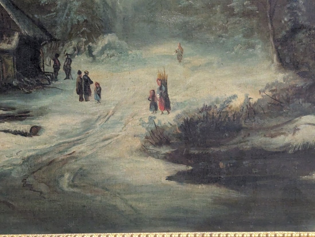 19th Century Winter Landscape Oil Painting by Unidentified Artist - Vintage Artwork - 10