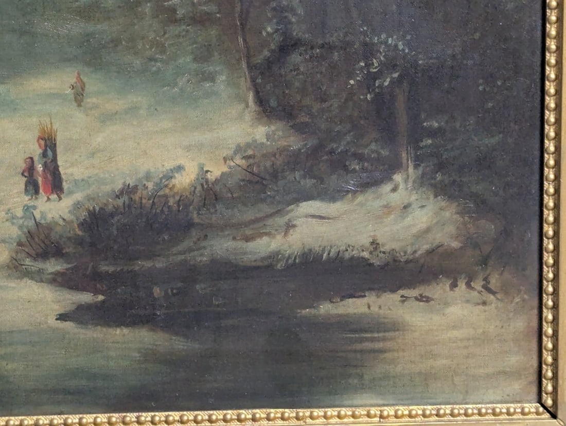 19th Century Winter Landscape Oil Painting by Unidentified Artist - Vintage Artwork - 11