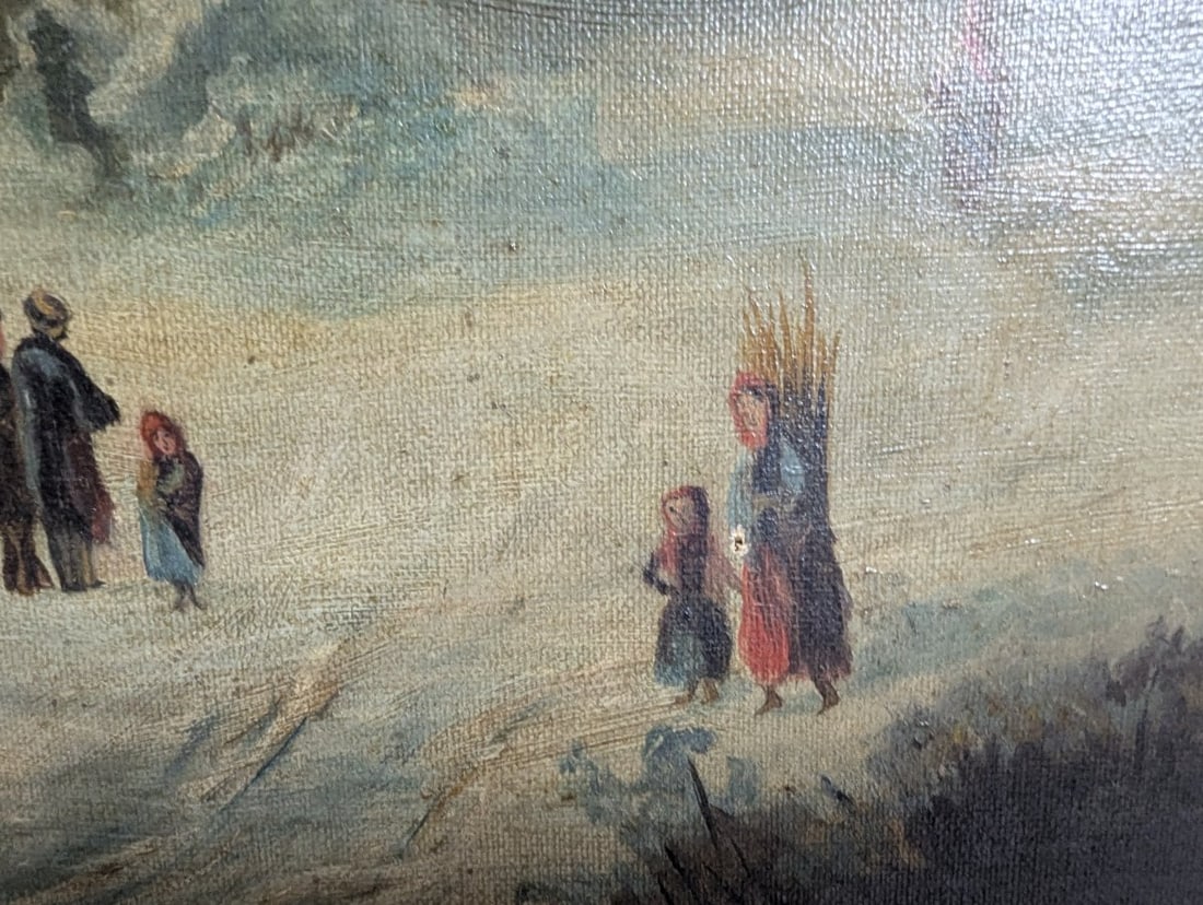19th Century Winter Landscape Oil Painting by Unidentified Artist - Vintage Artwork - 12