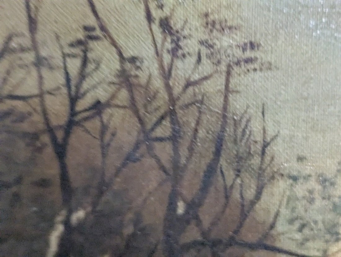 19th Century Winter Landscape Oil Painting by Unidentified Artist - Vintage Artwork - 14