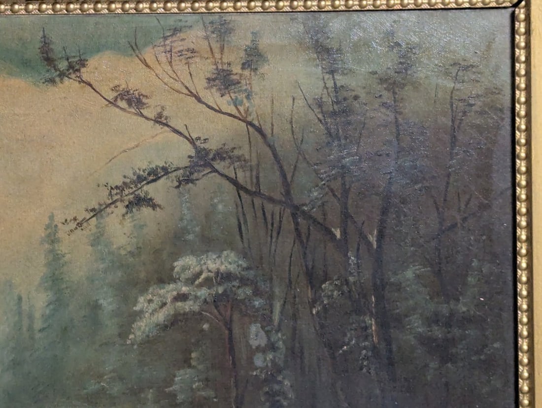 19th Century Winter Landscape Oil Painting by Unidentified Artist - Vintage Artwork - 5