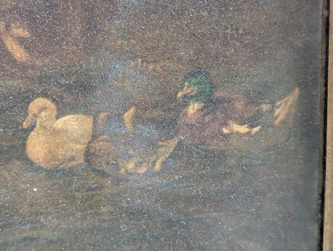 Louis Reinhardt (1849-1870) Antique Oil Painting Barn Scene Signed Artwork - 13