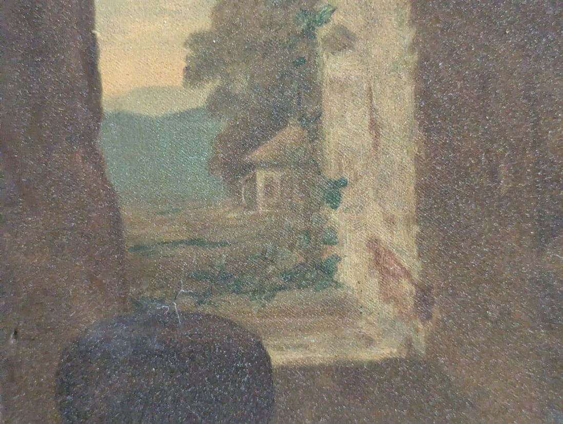 Louis Reinhardt (1849-1870) Antique Oil Painting Barn Scene Signed Artwork - 6