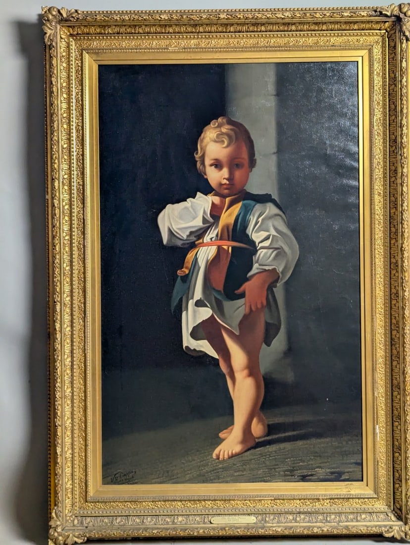 Vincenzo Ciappa 19th Century Oil Painting The Golden Prince Charming Portrait: **Important** Please read below description on how to avoid high shipping costs. Discover a stunning 19th-century oil on canvas portrait titled "The Golden Prince" by the esteemed Italian artist