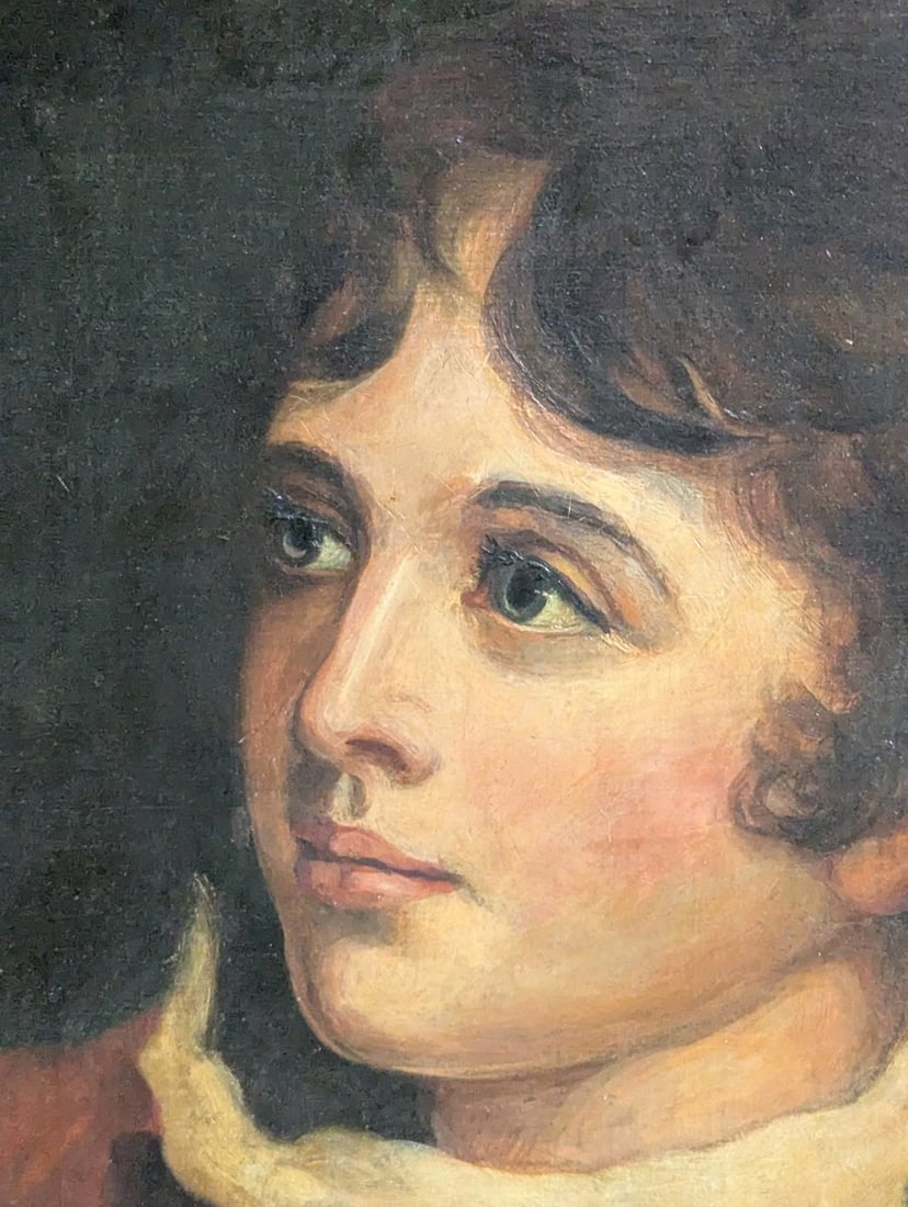 Unsigned 19th Century Style Portrait Oil Painting with Picture Light - 15