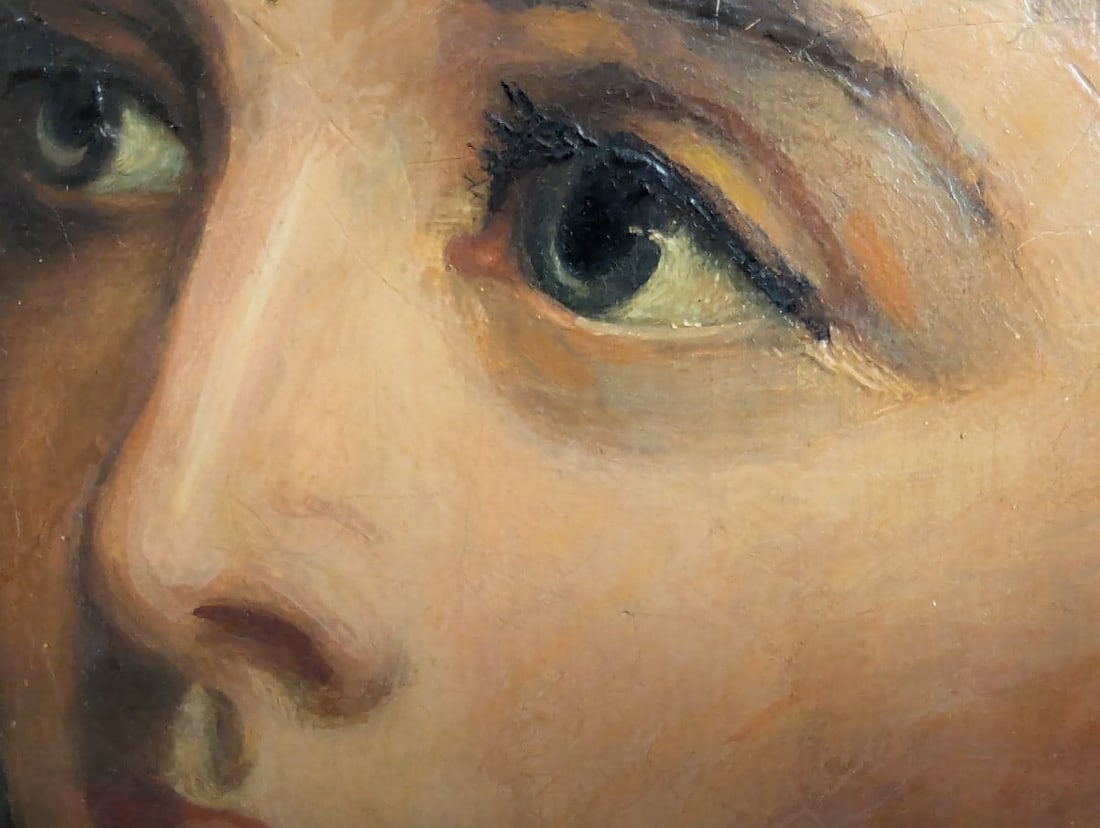 Unsigned 19th Century Style Portrait Oil Painting with Picture Light - 16