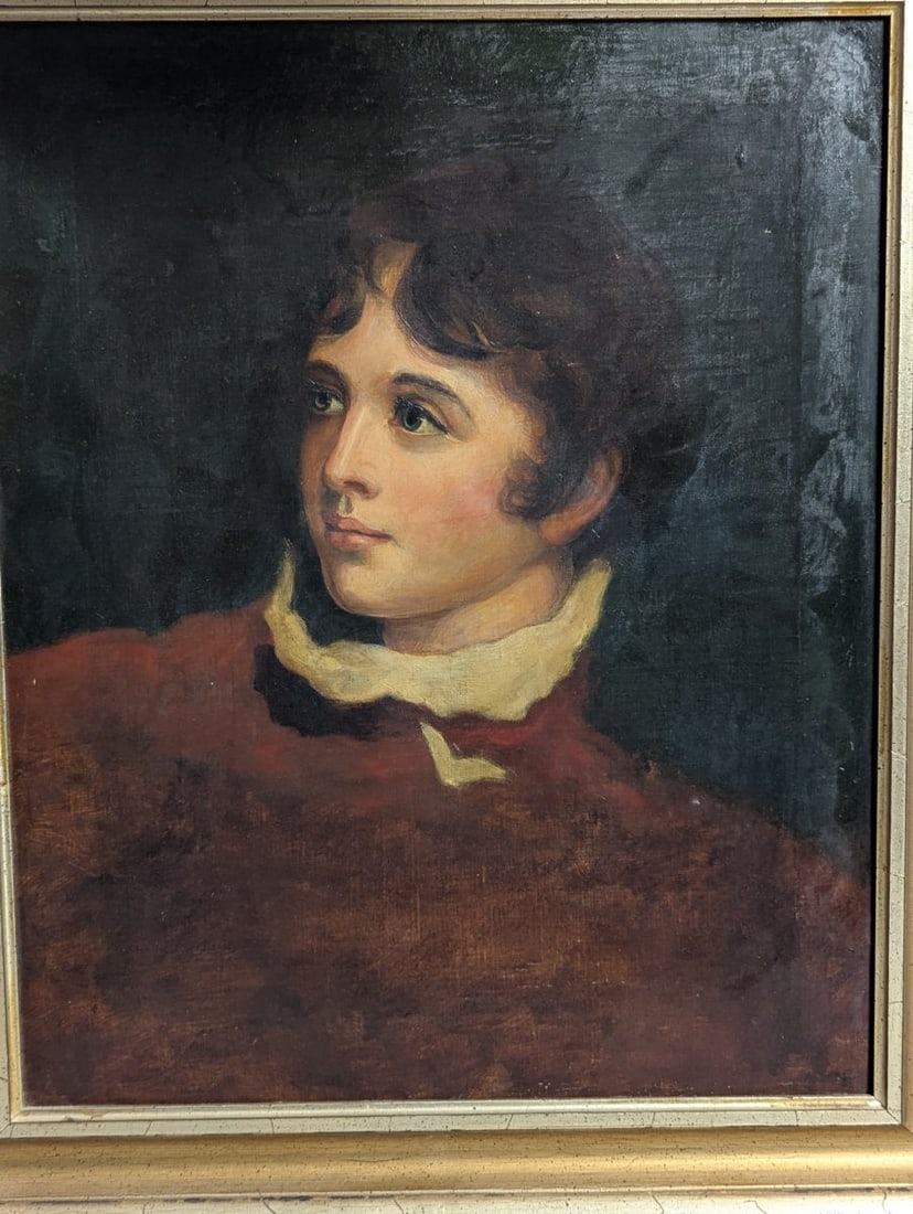 Unsigned 19th Century Style Portrait Oil Painting with Picture Light - 2