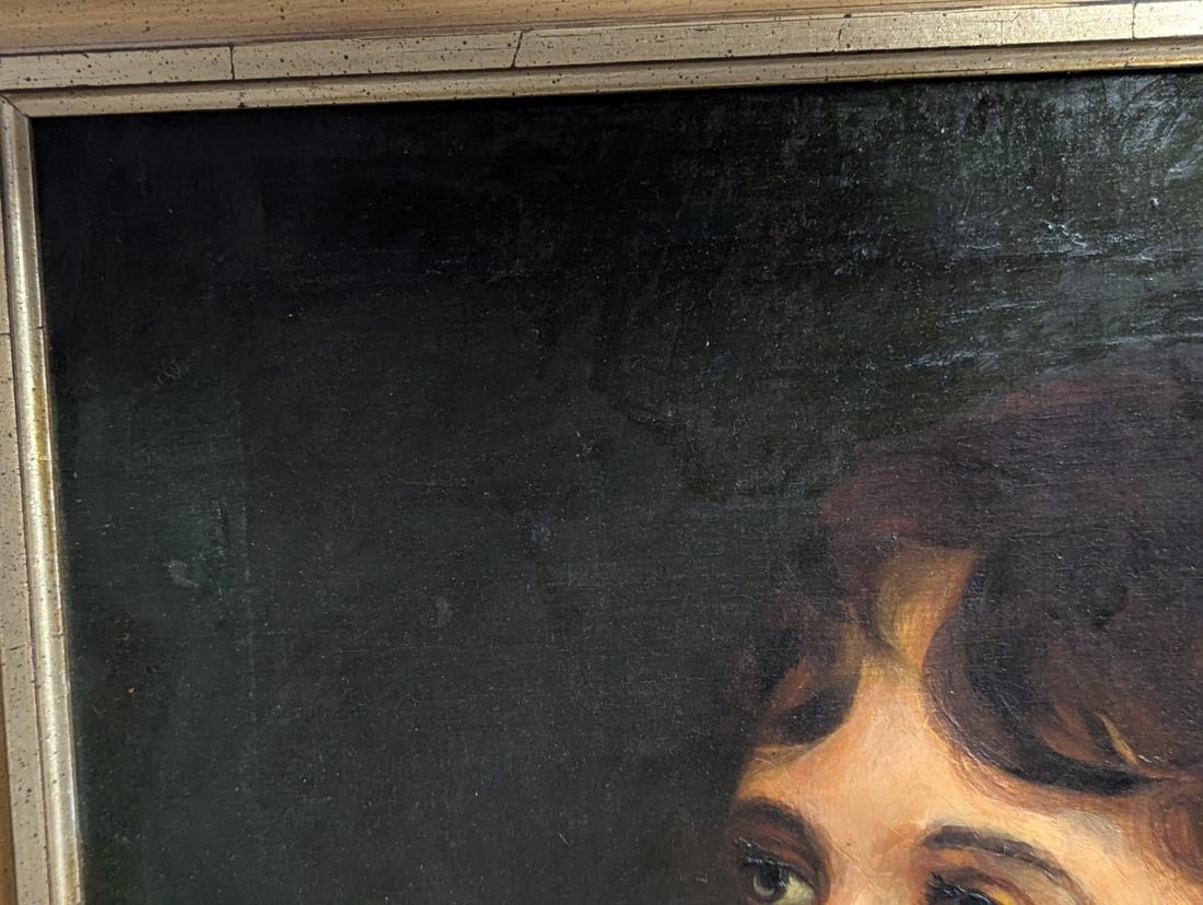 Unsigned 19th Century Style Portrait Oil Painting with Picture Light - 3
