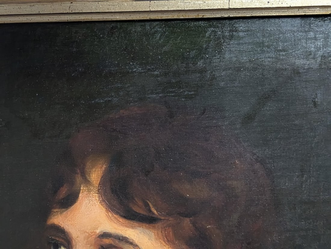 Unsigned 19th Century Style Portrait Oil Painting with Picture Light - 4