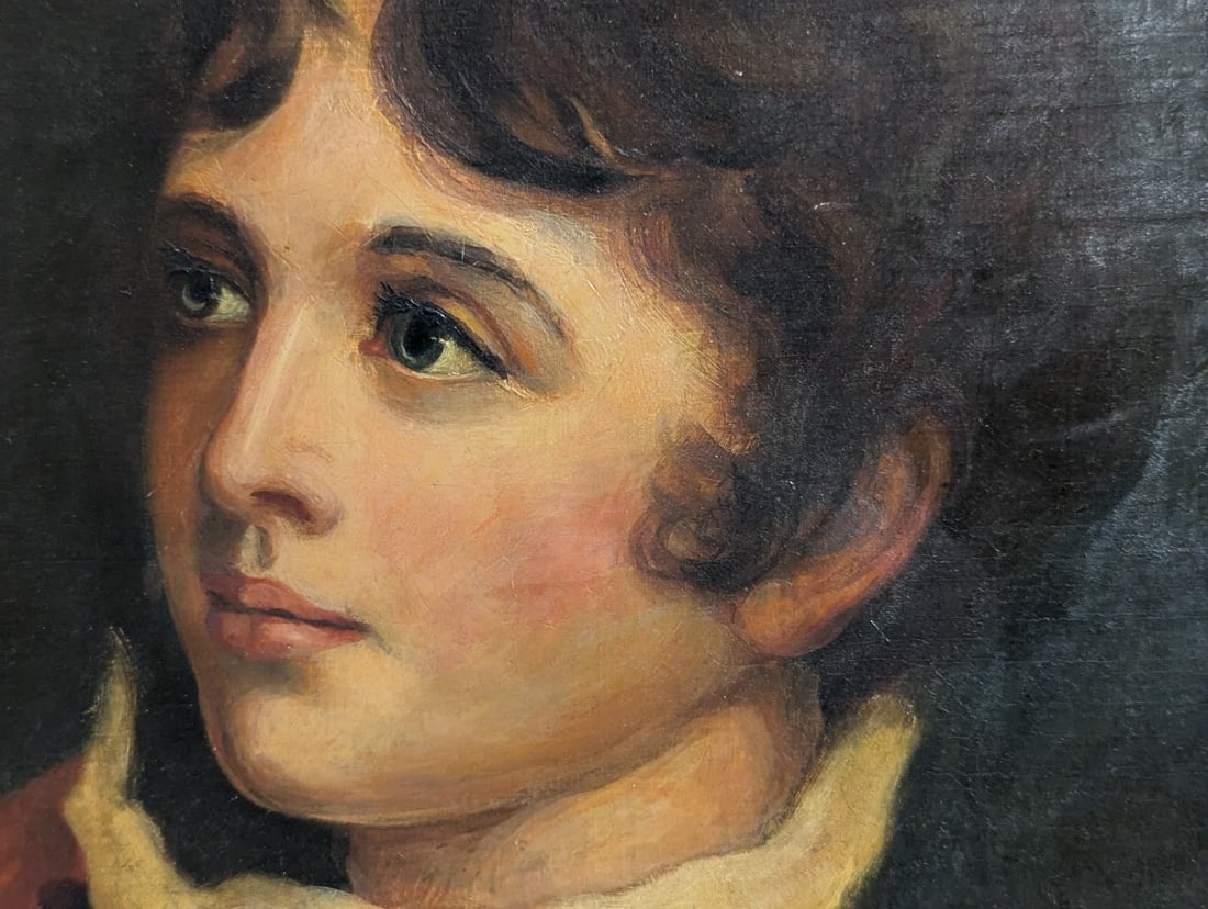 Unsigned 19th Century Style Portrait Oil Painting with Picture Light - 7