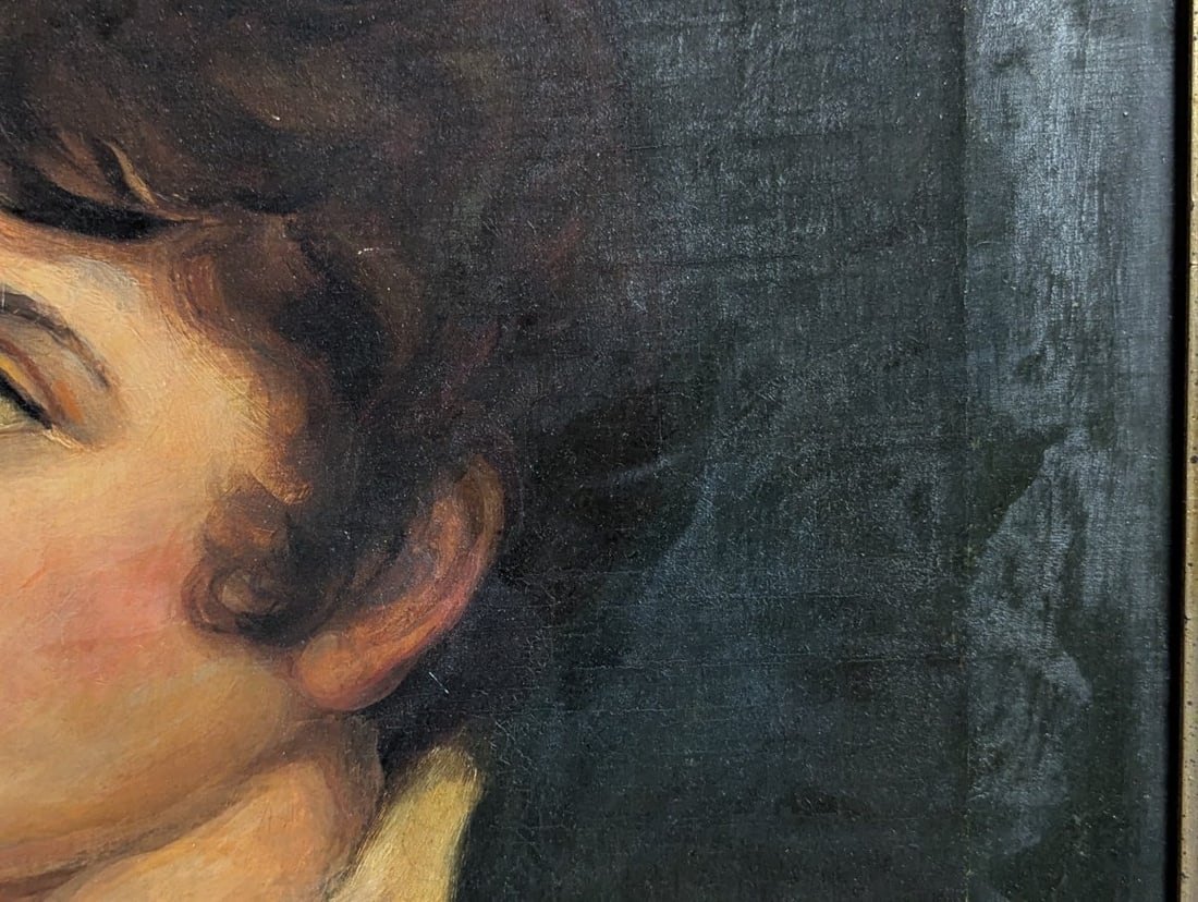 Unsigned 19th Century Style Portrait Oil Painting with Picture Light - 8
