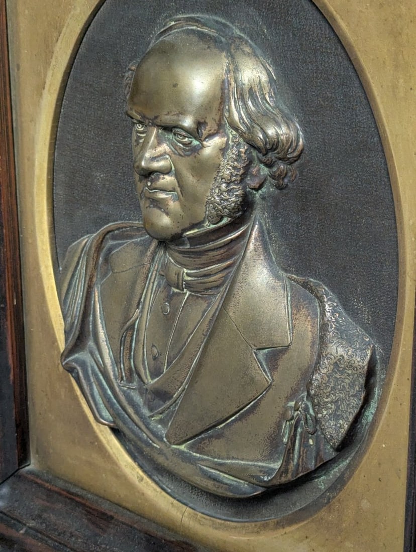 19th Century Framed Bronze Electrotype Relief Portrait of a Gentleman High Relief Art - 3