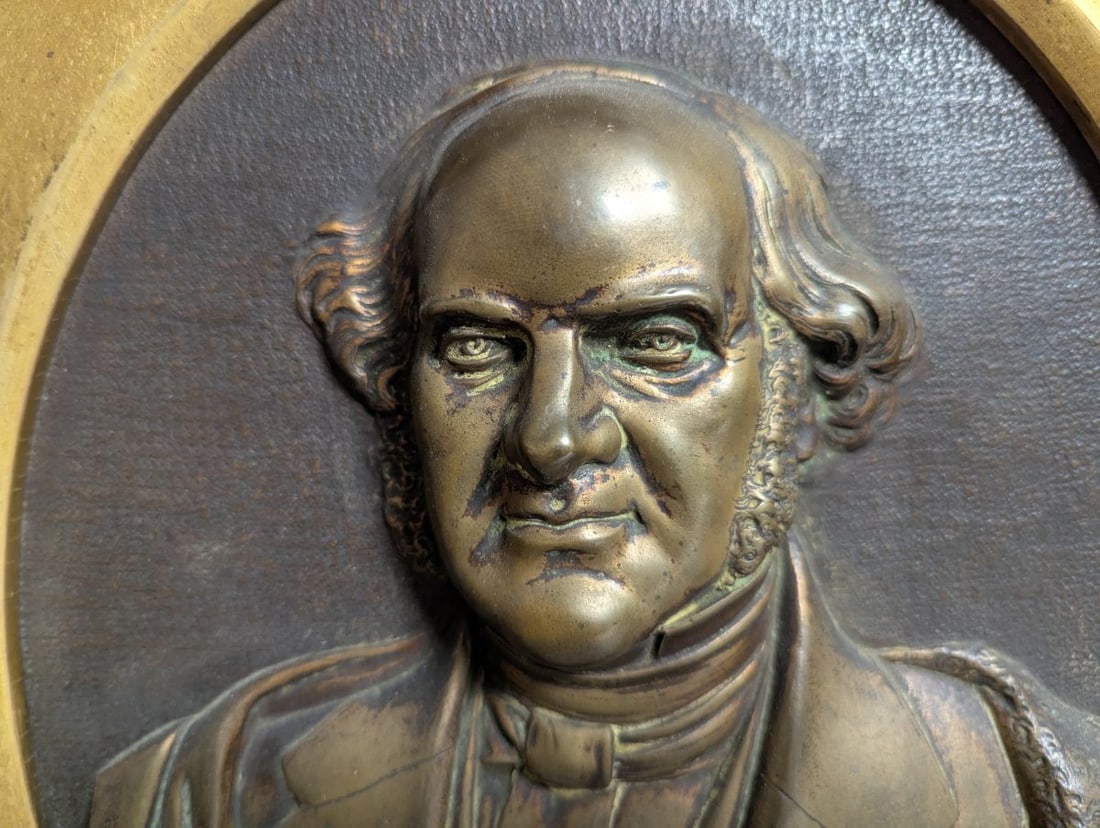 19th Century Framed Bronze Electrotype Relief Portrait of a Gentleman High Relief Art - 4