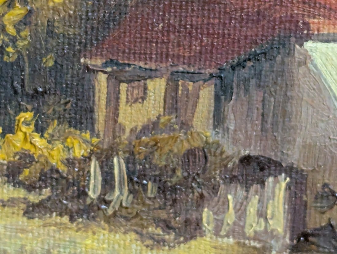 L. Ample 20th Century Framed Landscape Oil Painting Cottage Scene Vintage Art - 13