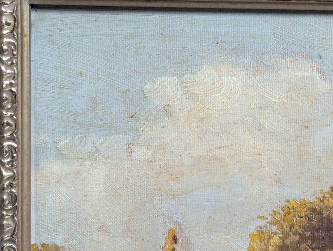 L. Ample 20th Century Framed Landscape Oil Painting Cottage Scene Vintage Art - 3