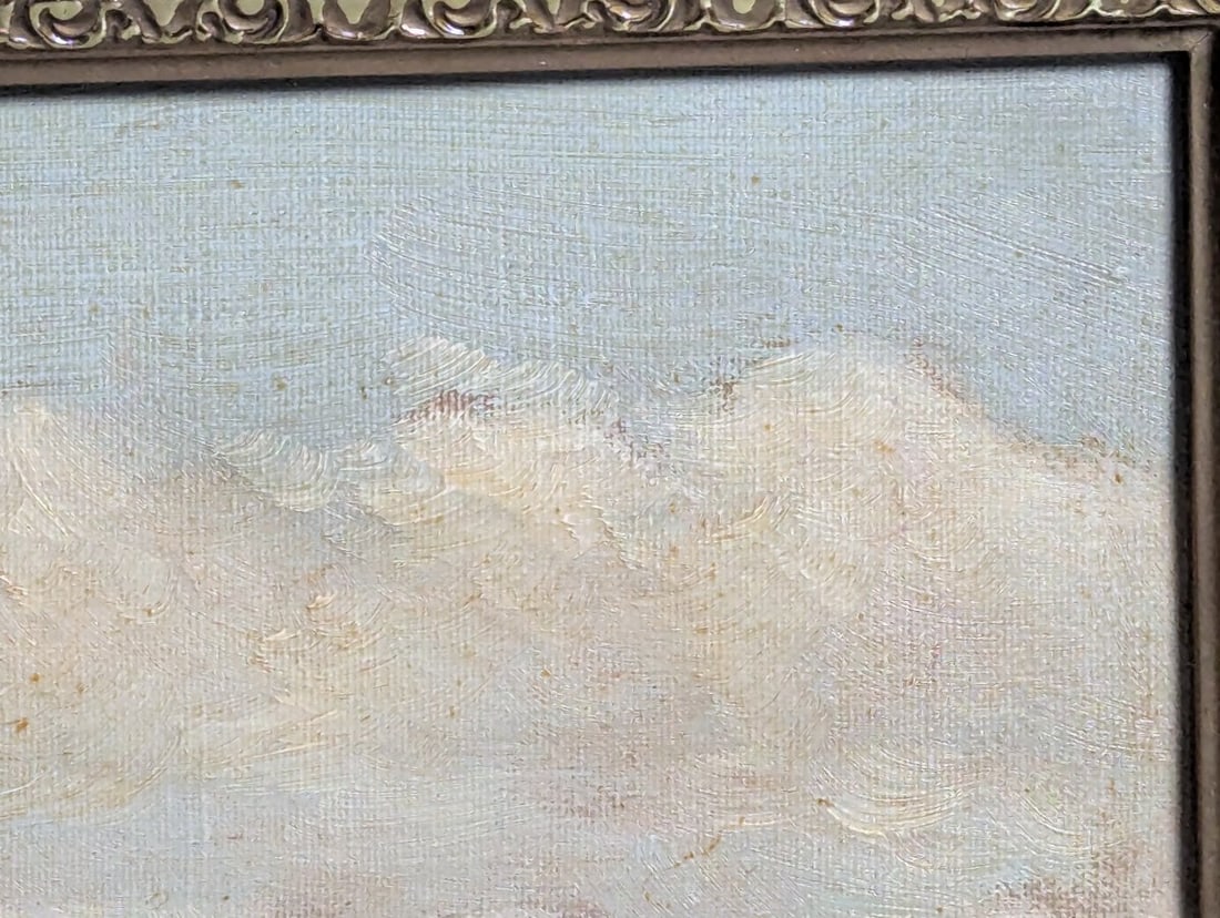 L. Ample 20th Century Framed Landscape Oil Painting Cottage Scene Vintage Art - 5