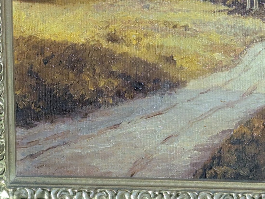 L. Ample 20th Century Framed Landscape Oil Painting Cottage Scene Vintage Art - 9
