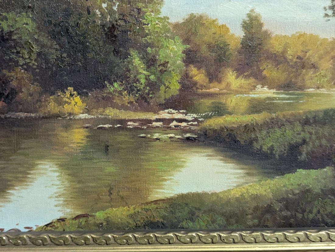 Lester Niple Ohio Landscape Oil Painting Framed River Scene Art Vintage Decor - 10