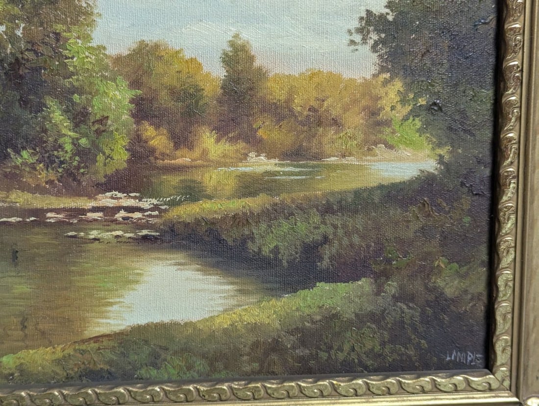 Lester Niple Ohio Landscape Oil Painting Framed River Scene Art Vintage Decor - 11