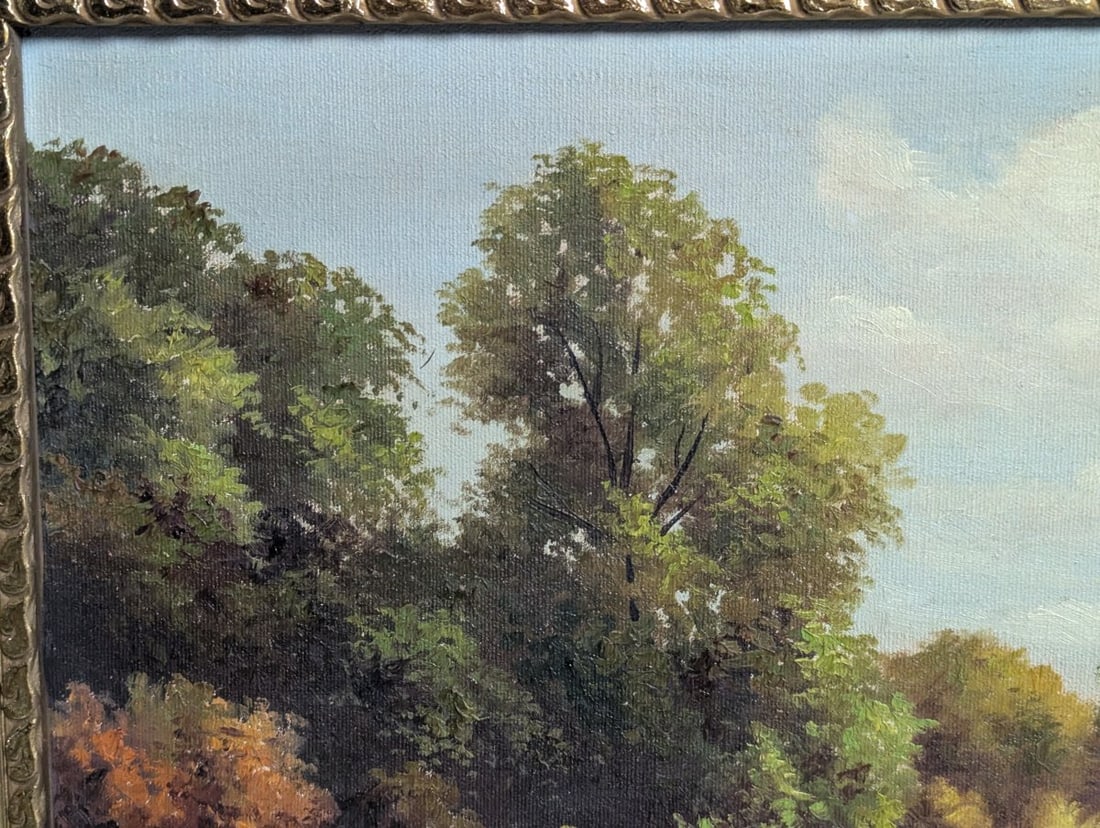 Lester Niple Ohio Landscape Oil Painting Framed River Scene Art Vintage Decor - 3