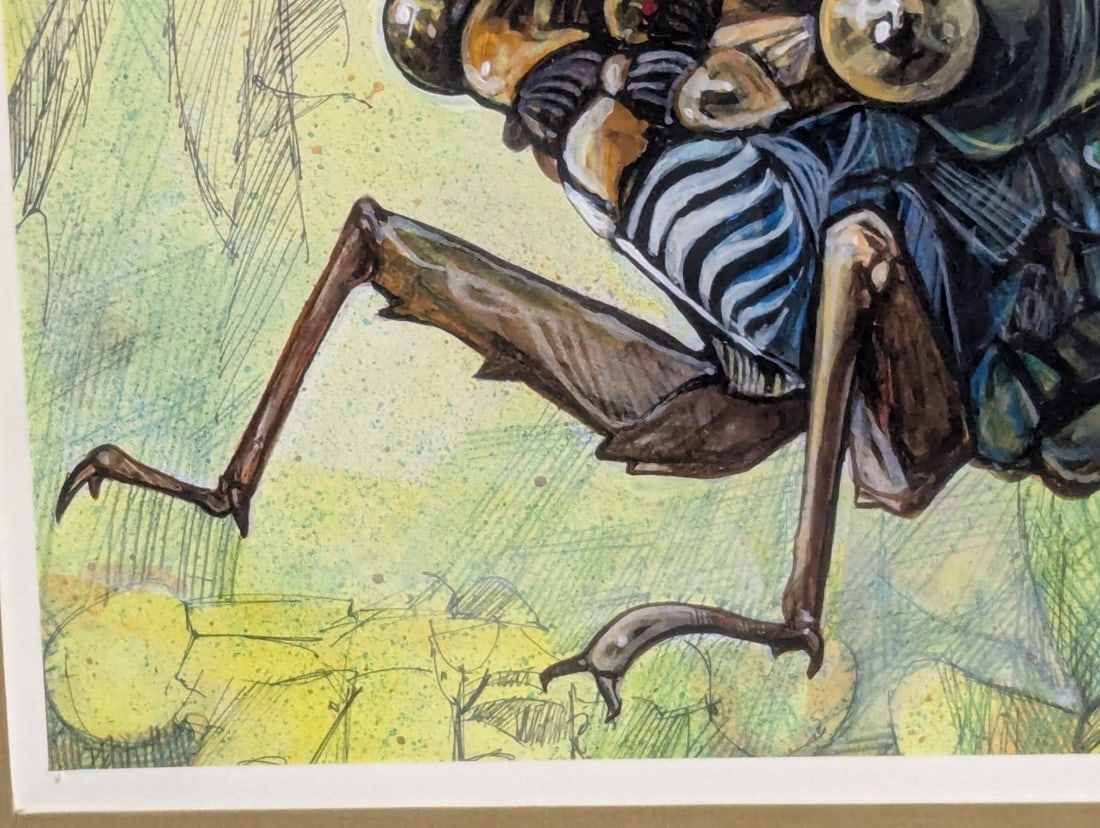 Original Framed Cicada Illustration Entomological Art Insect Design Mixed Media - 6