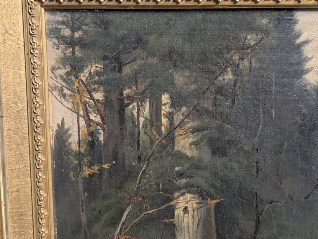 Unsigned 19th Century German School Oil Painting Hunting Scene with Hunter and Dog - 3