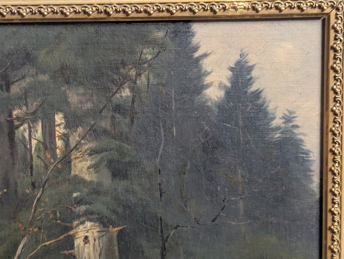 Unsigned 19th Century German School Oil Painting Hunting Scene with Hunter and Dog - 4