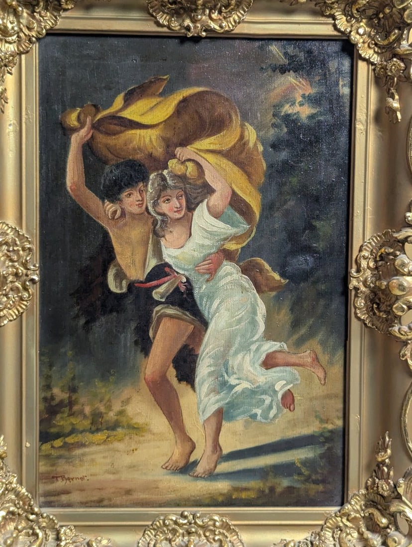 Framed Oil Painting After Pierre-Auguste Cot The Storm Ornate Gilded Frame - 2