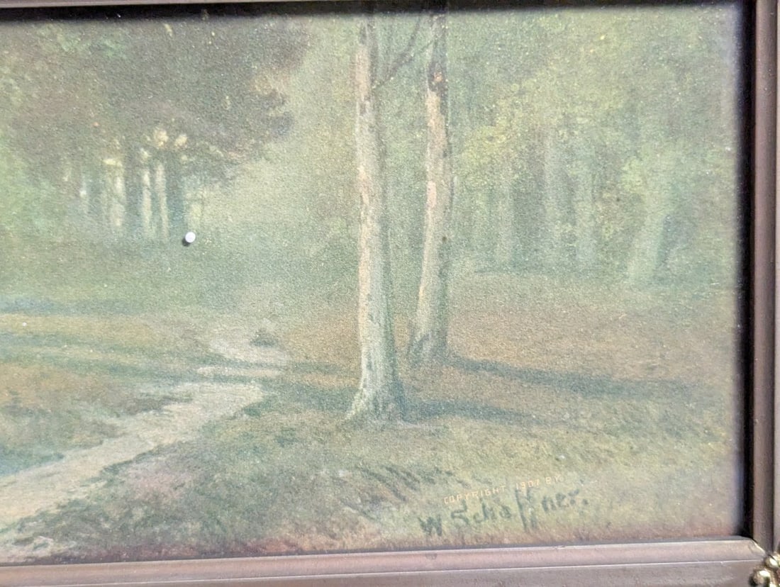 Antique W Schaffner Canoe at Sunset Chromolithograph Print Rustic Wall Art Decor - 10