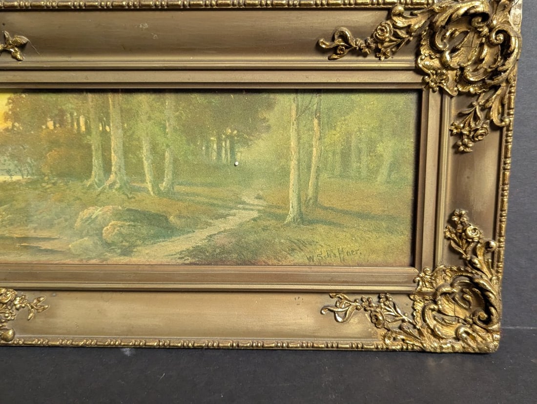 Antique W Schaffner Canoe at Sunset Chromolithograph Print Rustic Wall Art Decor - 6