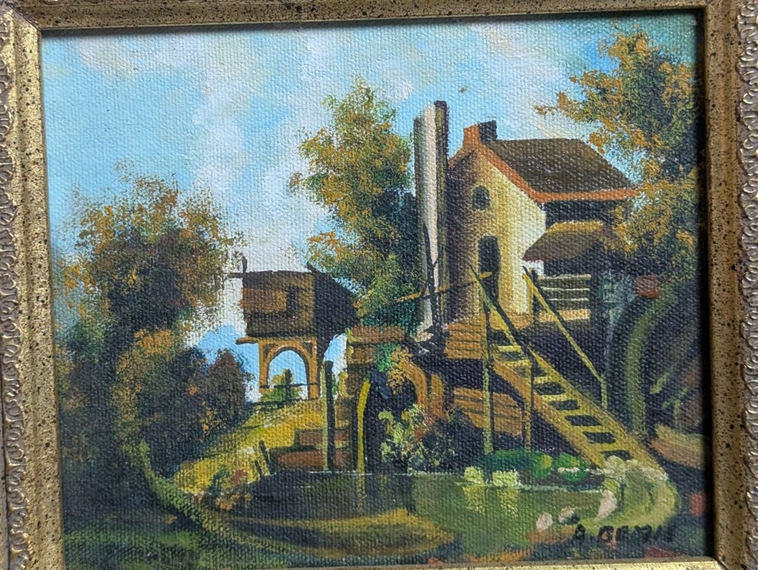Vintage A. Gerry Landscape Oil Painting in Ornate Gilt Frame Beautiful Wall Art - 2