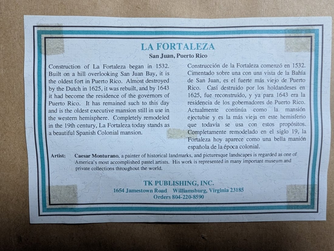 Caesar Monturano 'La Fortaleza' Framed Print of Historic Landmark Artwork - 12
