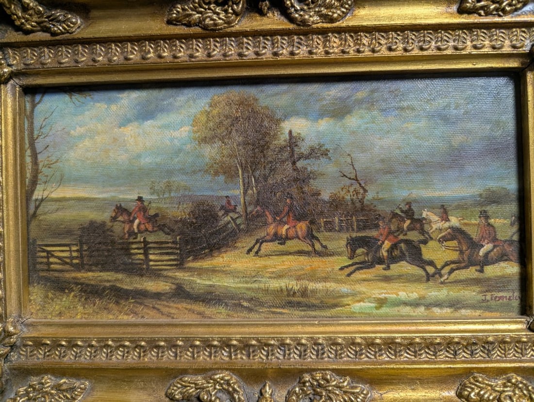 Framed Fox Hunting Scene Print by John Ferneley Equestrian Wall Art Decor - 2