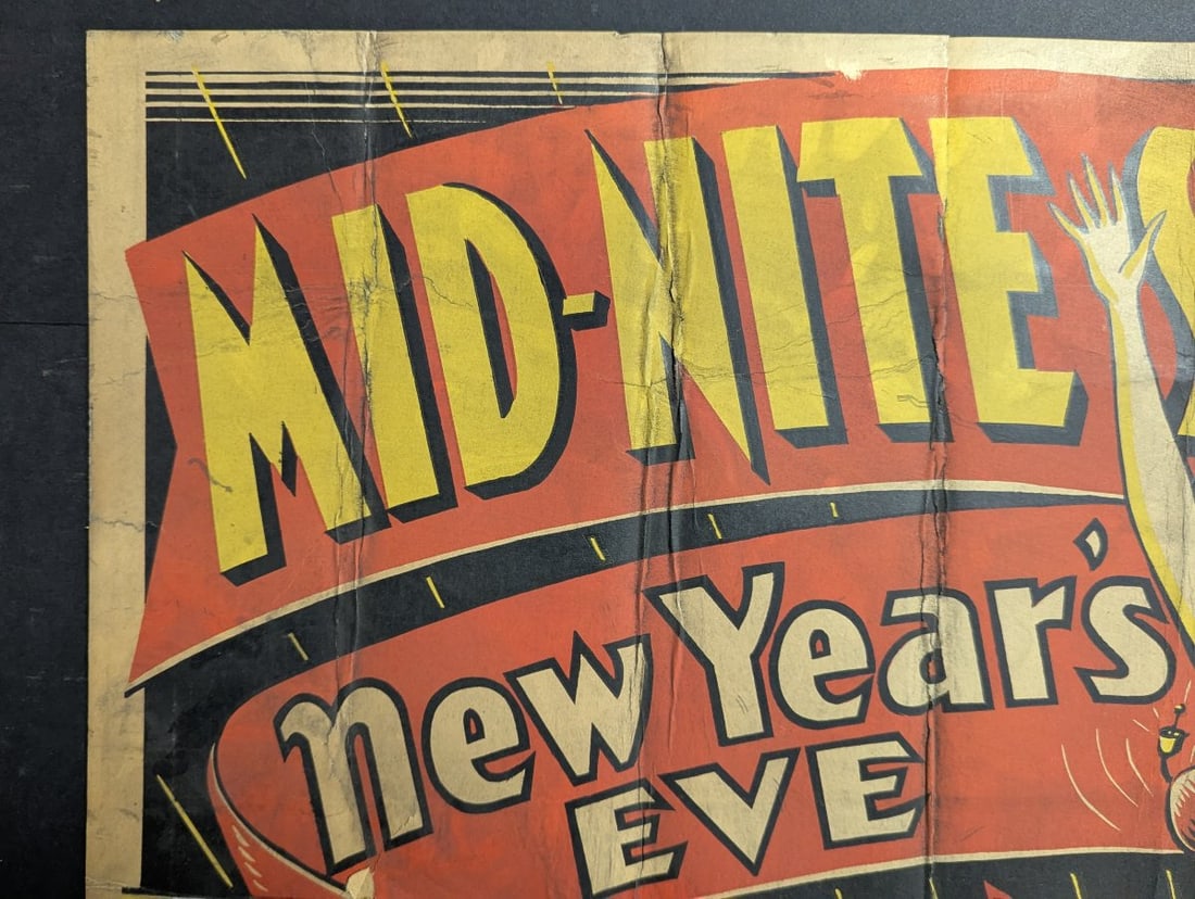 Original 1938 Mid-Nite Show New Year's Eve Movie Poster Globe Poster Corp Art Deco - 2