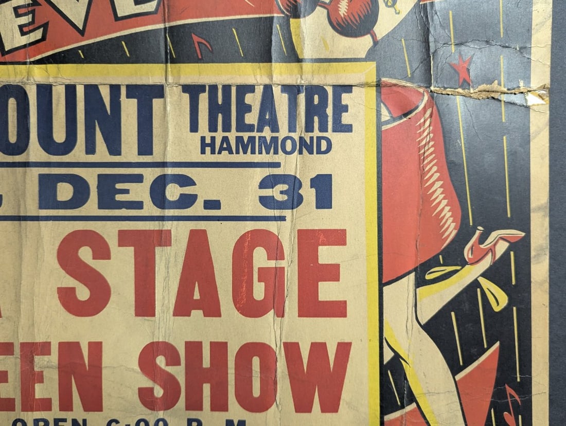 Original 1938 Mid-Nite Show New Year's Eve Movie Poster Globe Poster Corp Art Deco - 7