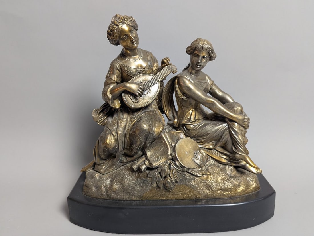 Antique Brass Figural Group Sculpture on Onyx Base Romantic Neoclassical Art: **Important** Please read below description on how to avoid high shipping costs. Discover this exquisite antique brass sculpture, featuring a finely detailed figural group on a stunning onyx base.