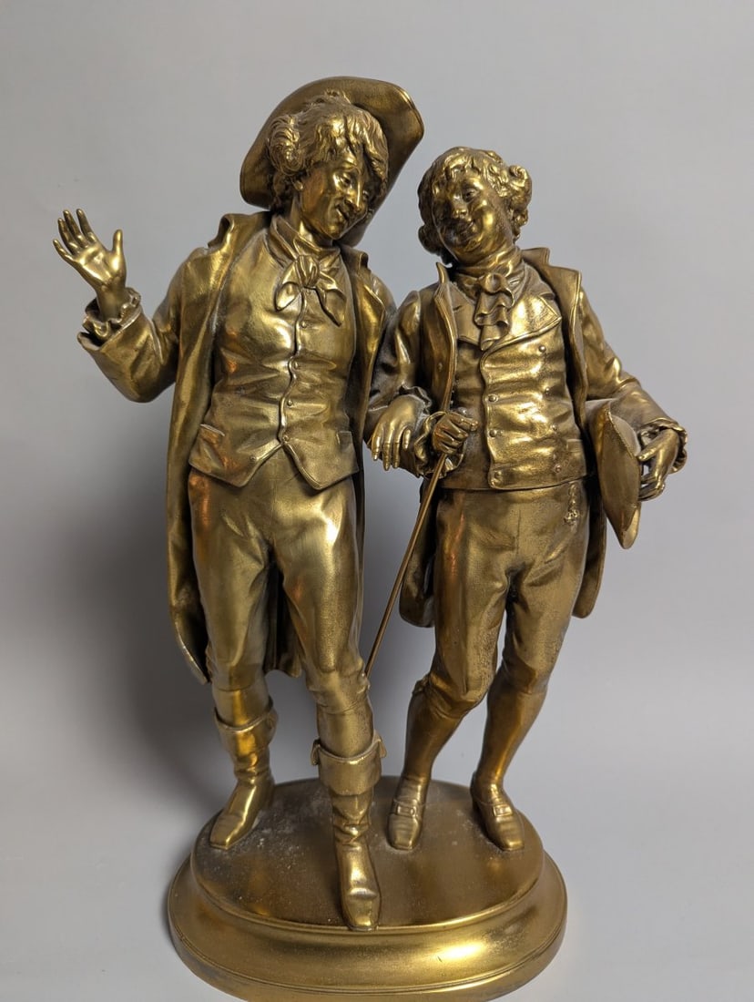 Brass Figural Sculpture L'echo and Le Signal After Ernest Rancoulet Art Deco Decor: **Important** Please read below description on how to avoid high shipping costs. Presenting a stunning brass figural sculpture, 'L'echo and Le Signal' after Ernest Rancoulet. This piece stands 19