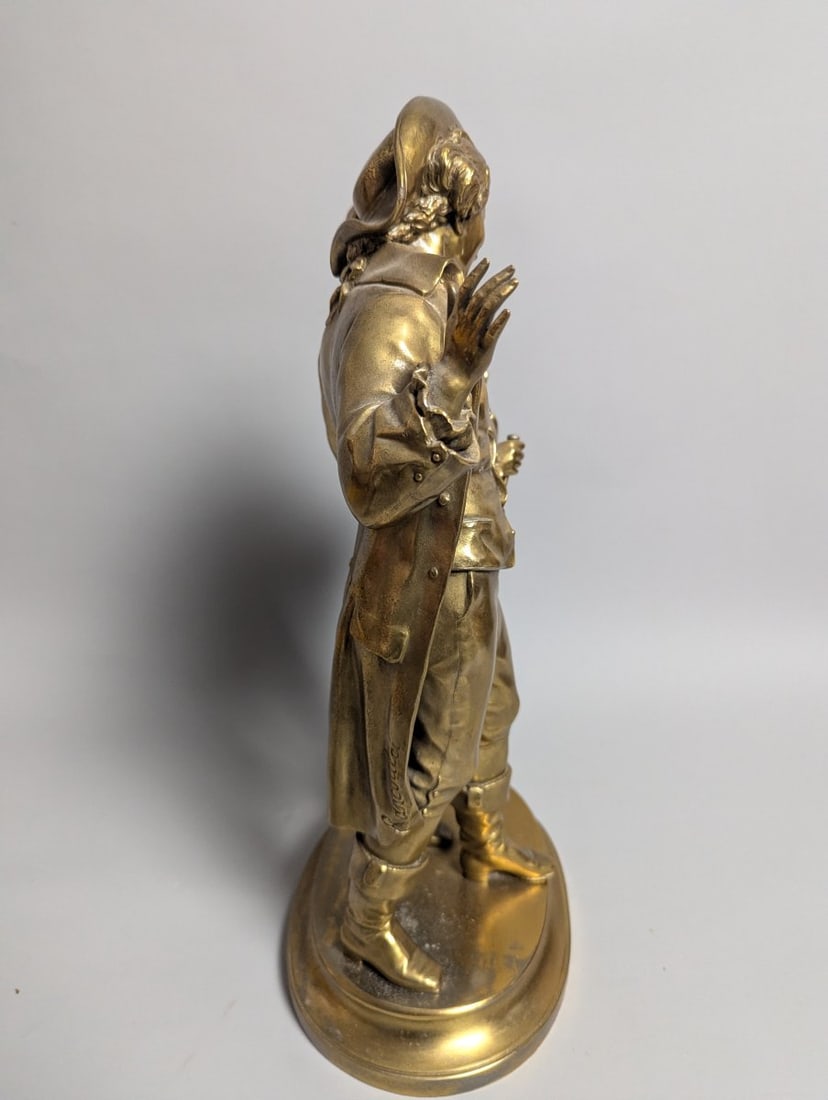 Brass Figural Sculpture L'echo and Le Signal After Ernest Rancoulet Art Deco Decor - 3